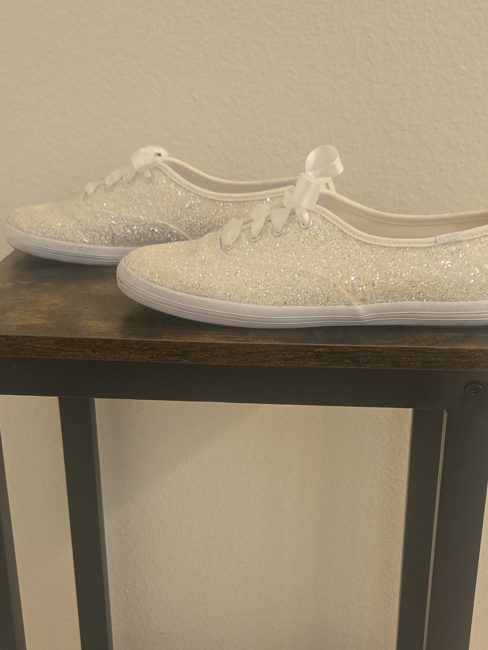 Keds x Kate Spade New York White Glitter Women's Low Top Sneaker Size 8.5 - Picture 7 of 11